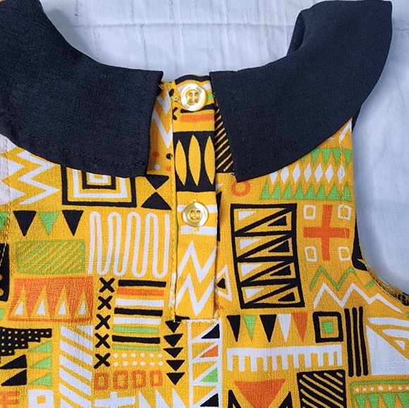Little Lass Sleeveless Yellow Tribal Print Toddler Dress Size 4T - Picture 8 of 9